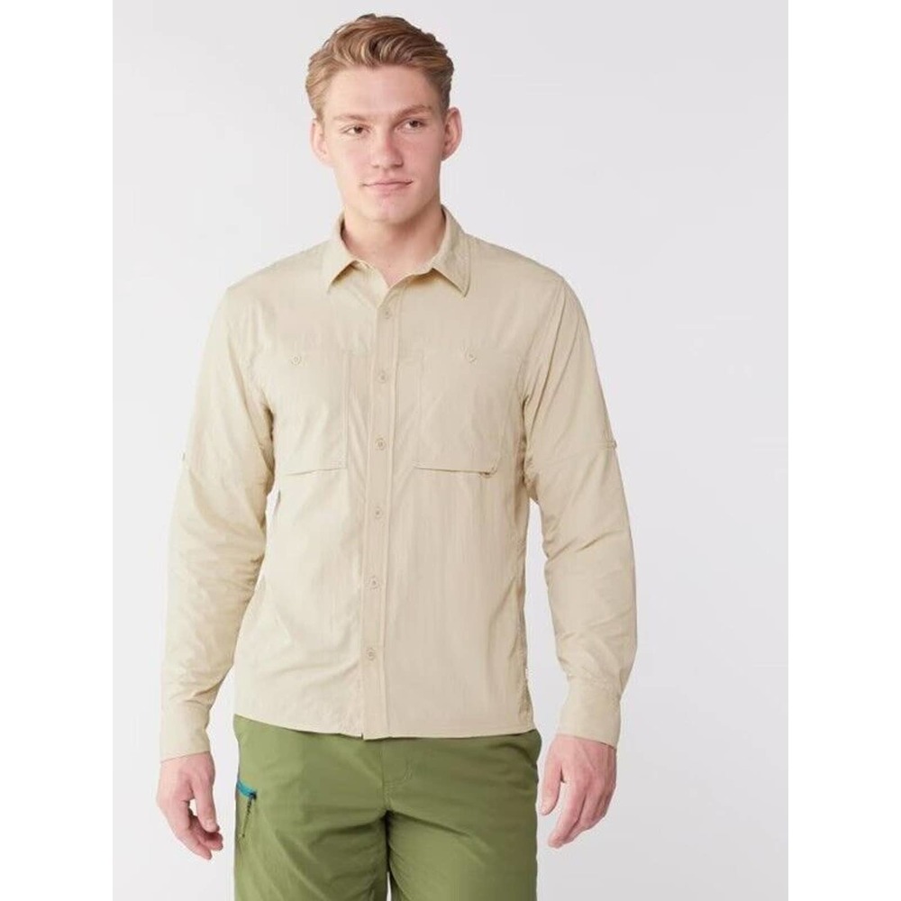 REI Co-op Sahara Solid Long-Sleeve Shirt - Men's Size XL EUC Beige